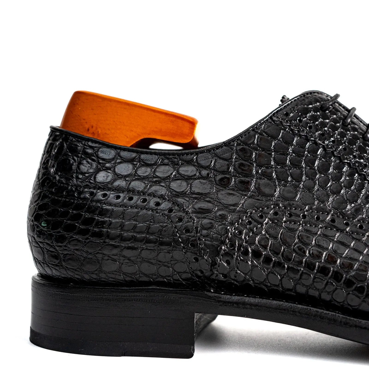 Black Croc-Textured Oxford Shoe