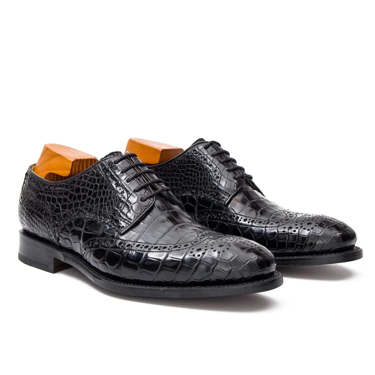 Black Croc Wingtip Derby