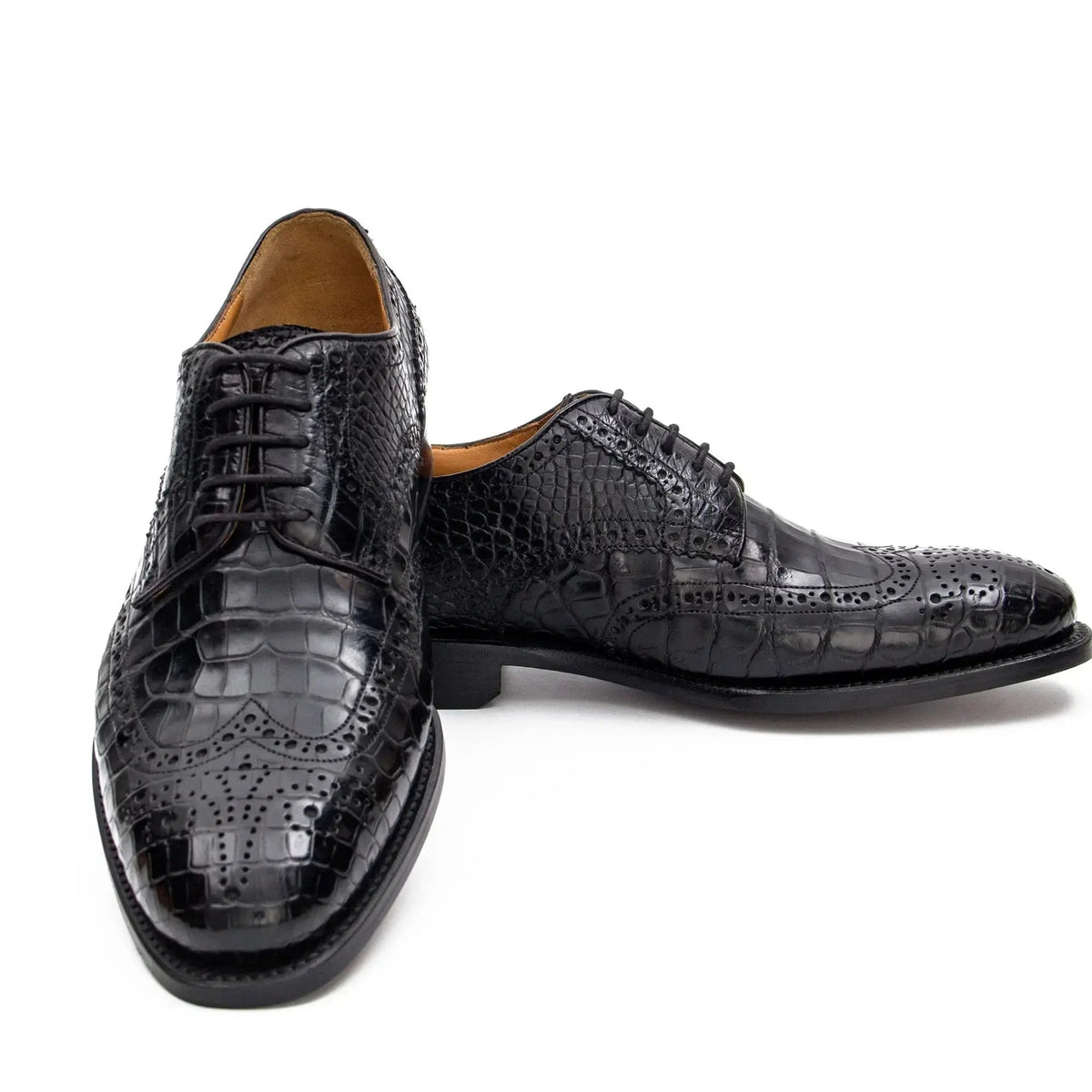 Black Croc Wingtip Derby