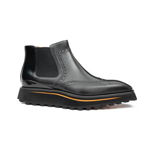 Black Wingtip Chelsea Boot