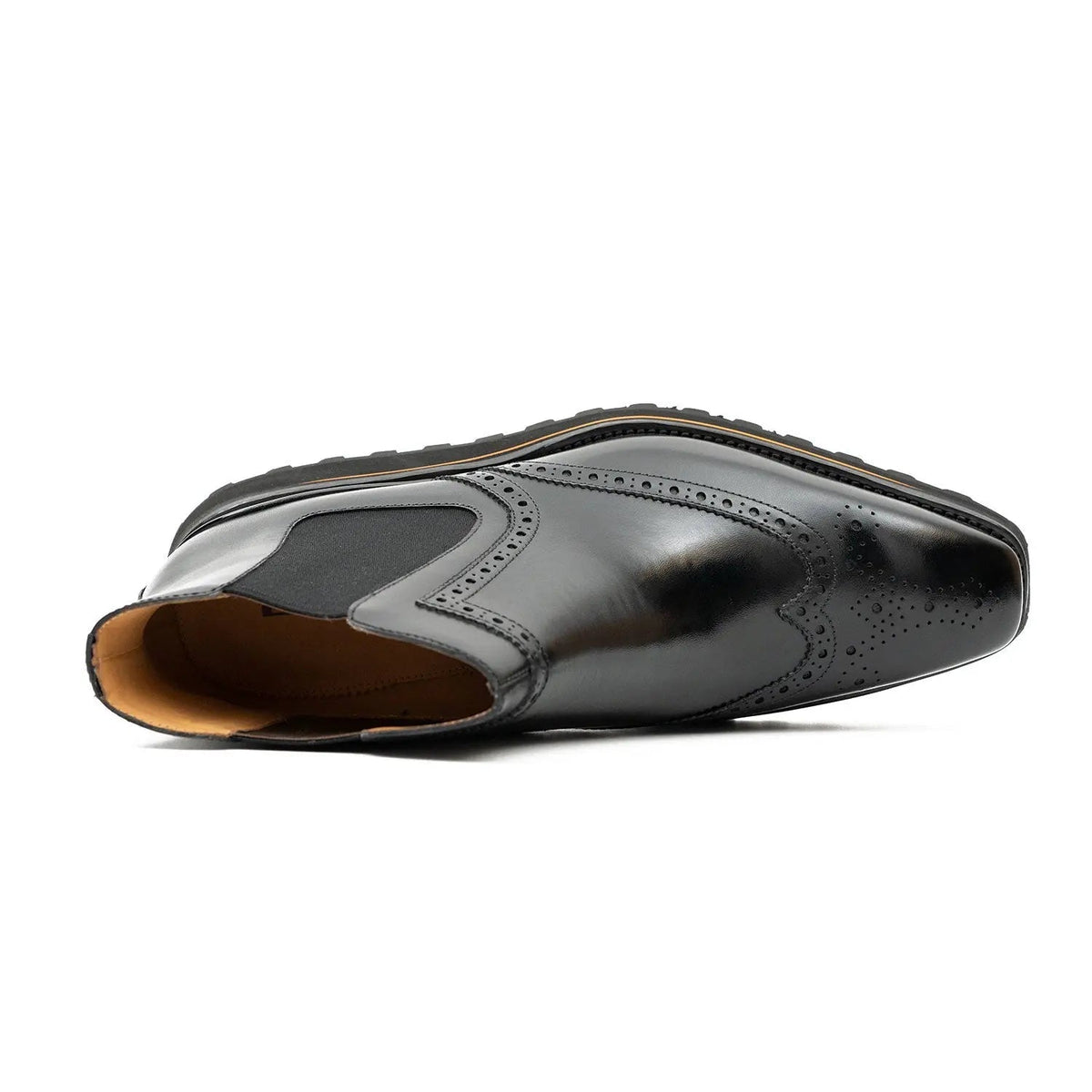 Black Wingtip Chelsea Boot