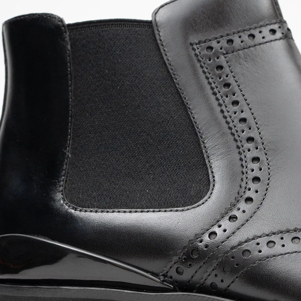 Black Wingtip Chelsea Boot