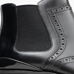 Black Wingtip Chelsea Boot