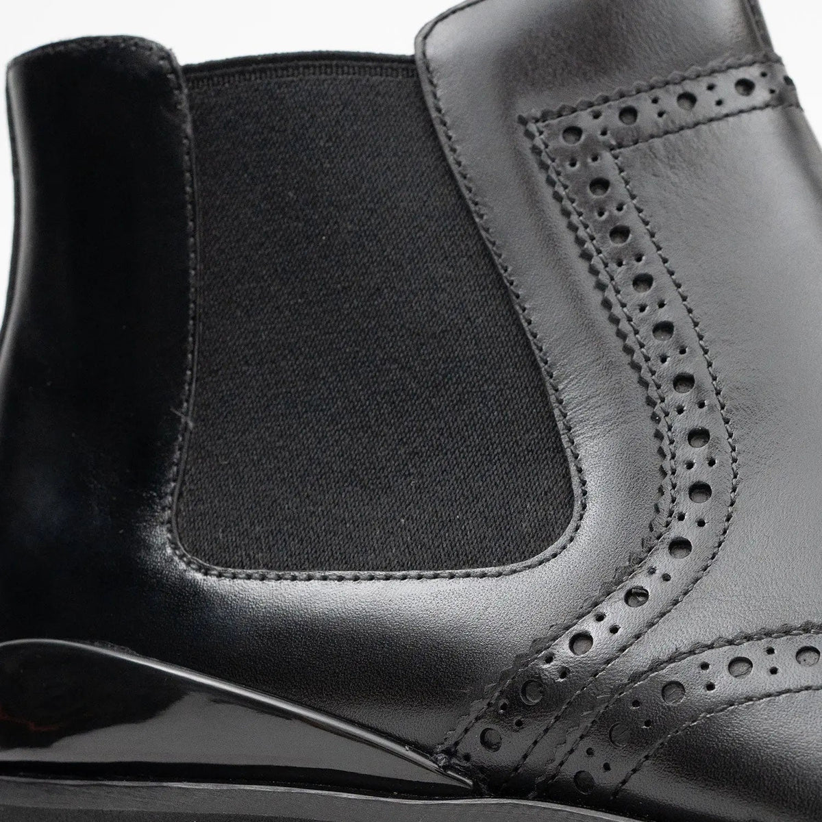 Black Wingtip Chelsea Boot