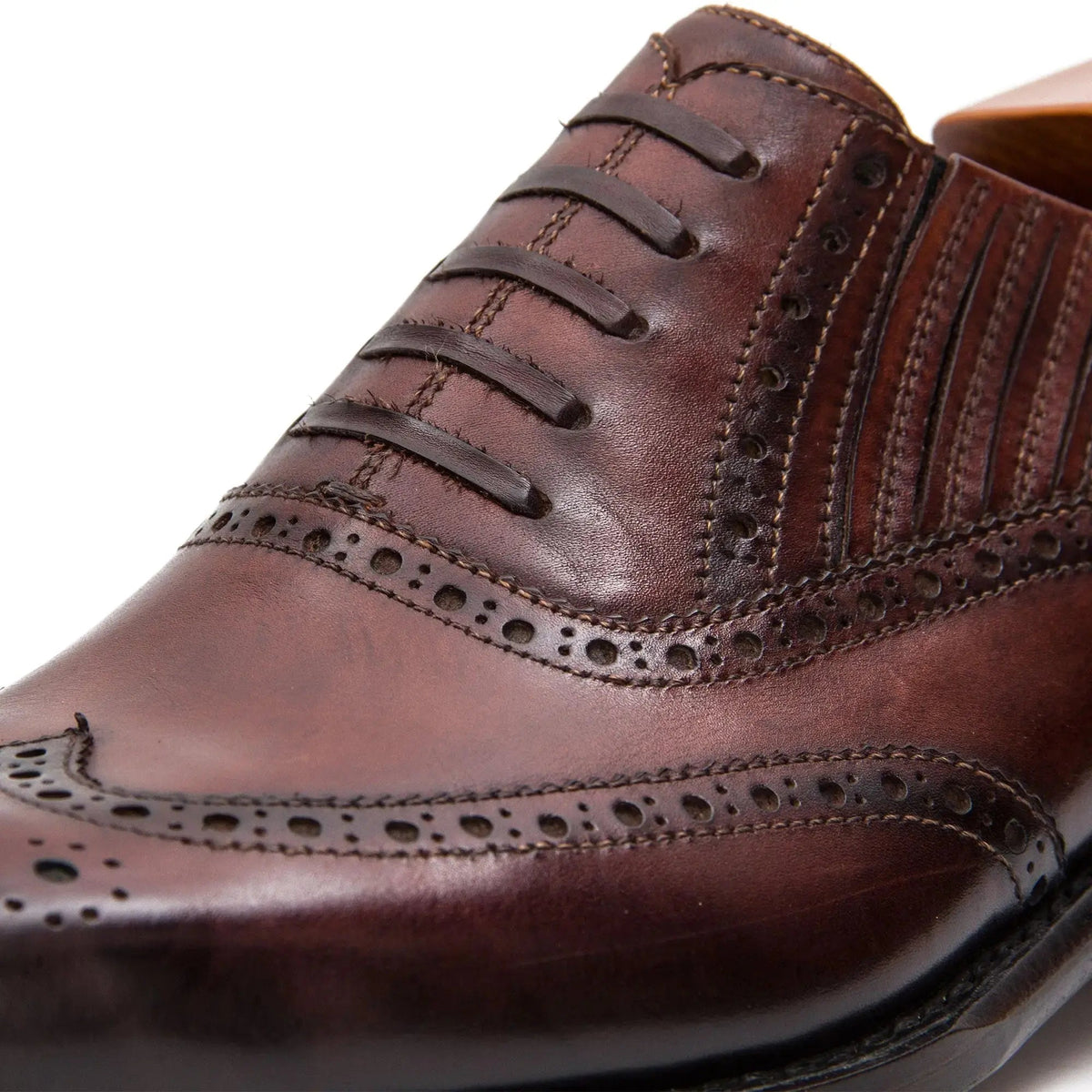 Burgundy Brogued Oxford Shoe