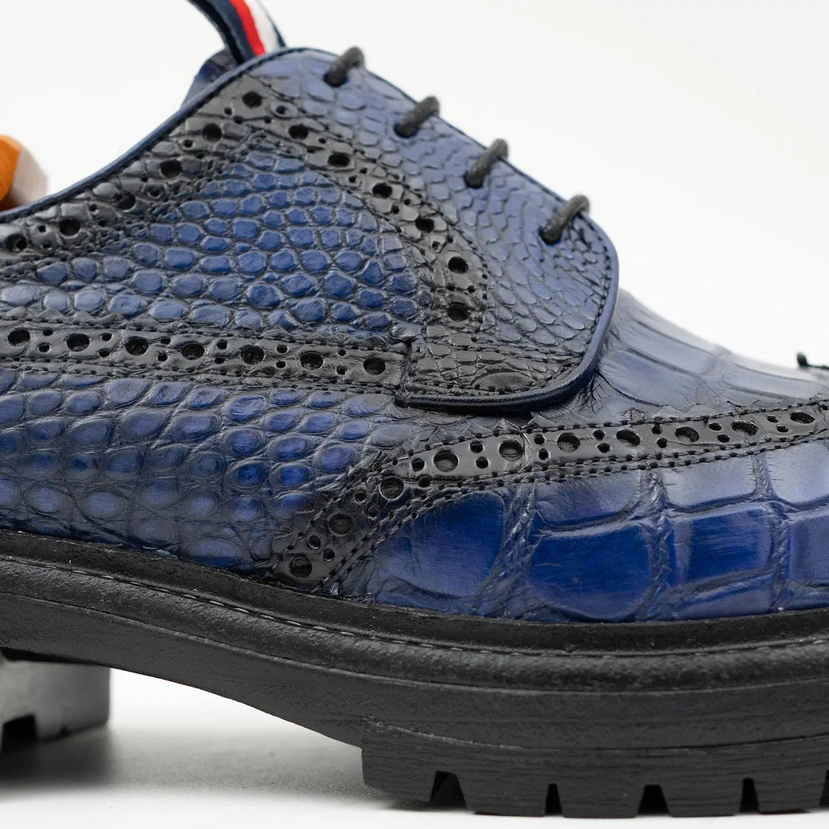 Blue Crocodile Lug Derby Shoes