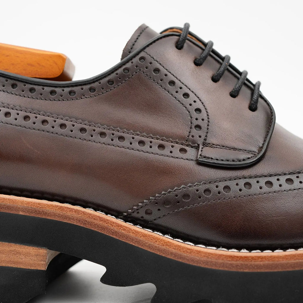 Brown Brogue Derby with Lug Sole