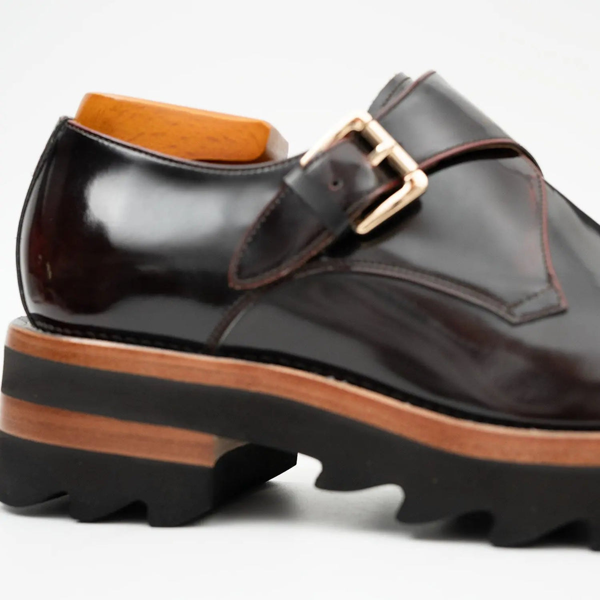 Burgundy Lug Sole Monk Strap