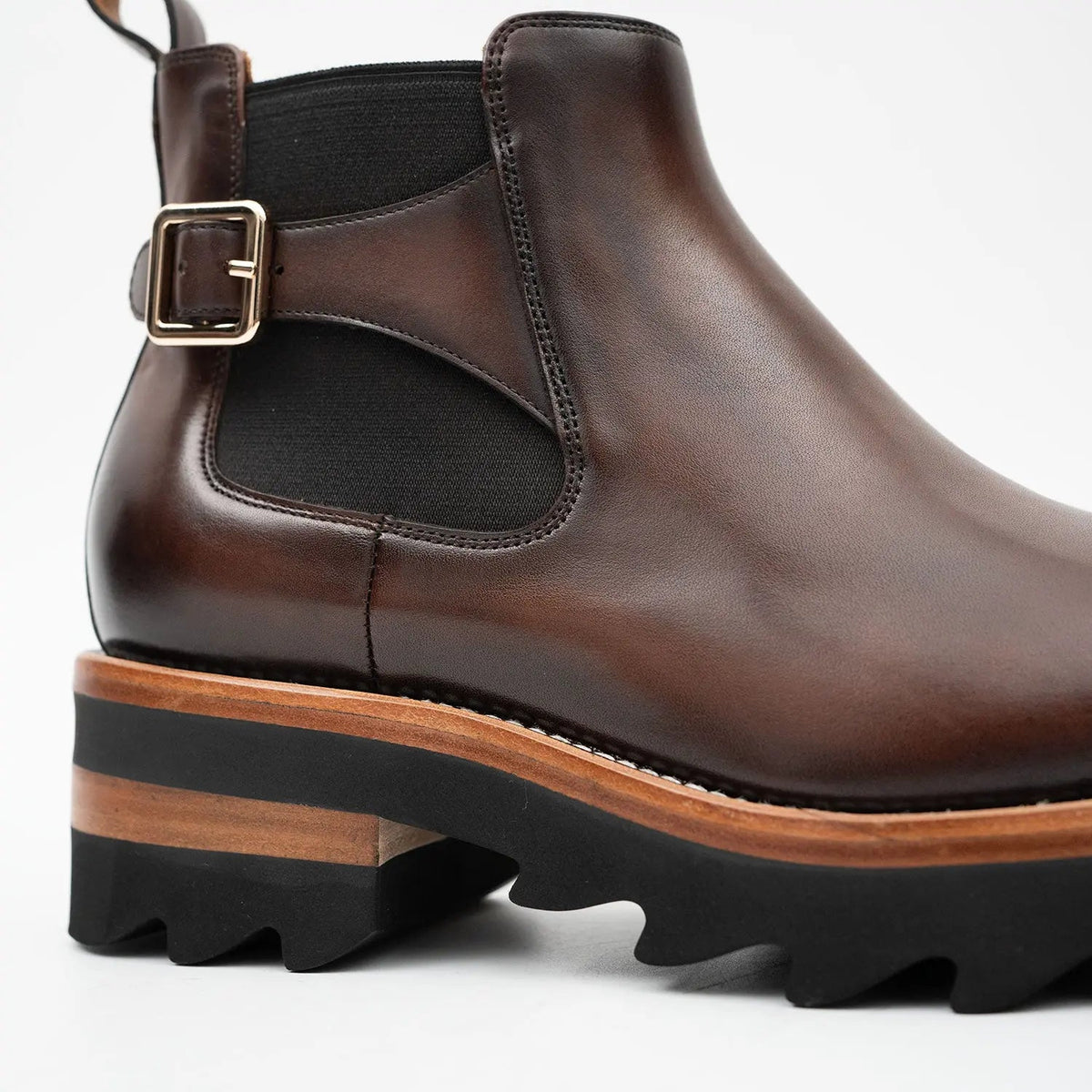 Brown Buckled Chelsea Boot