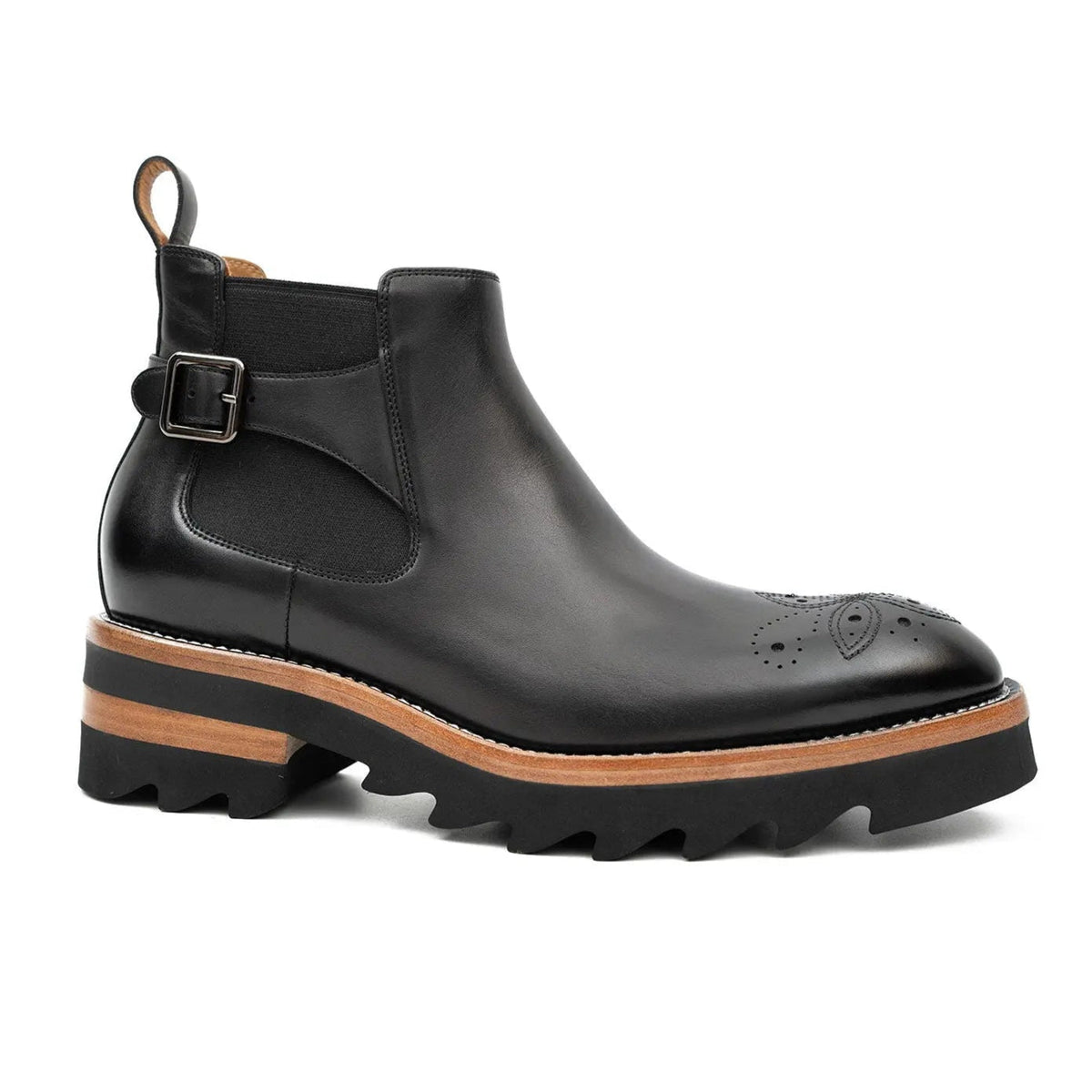 Black Buckled Chelsea Boots