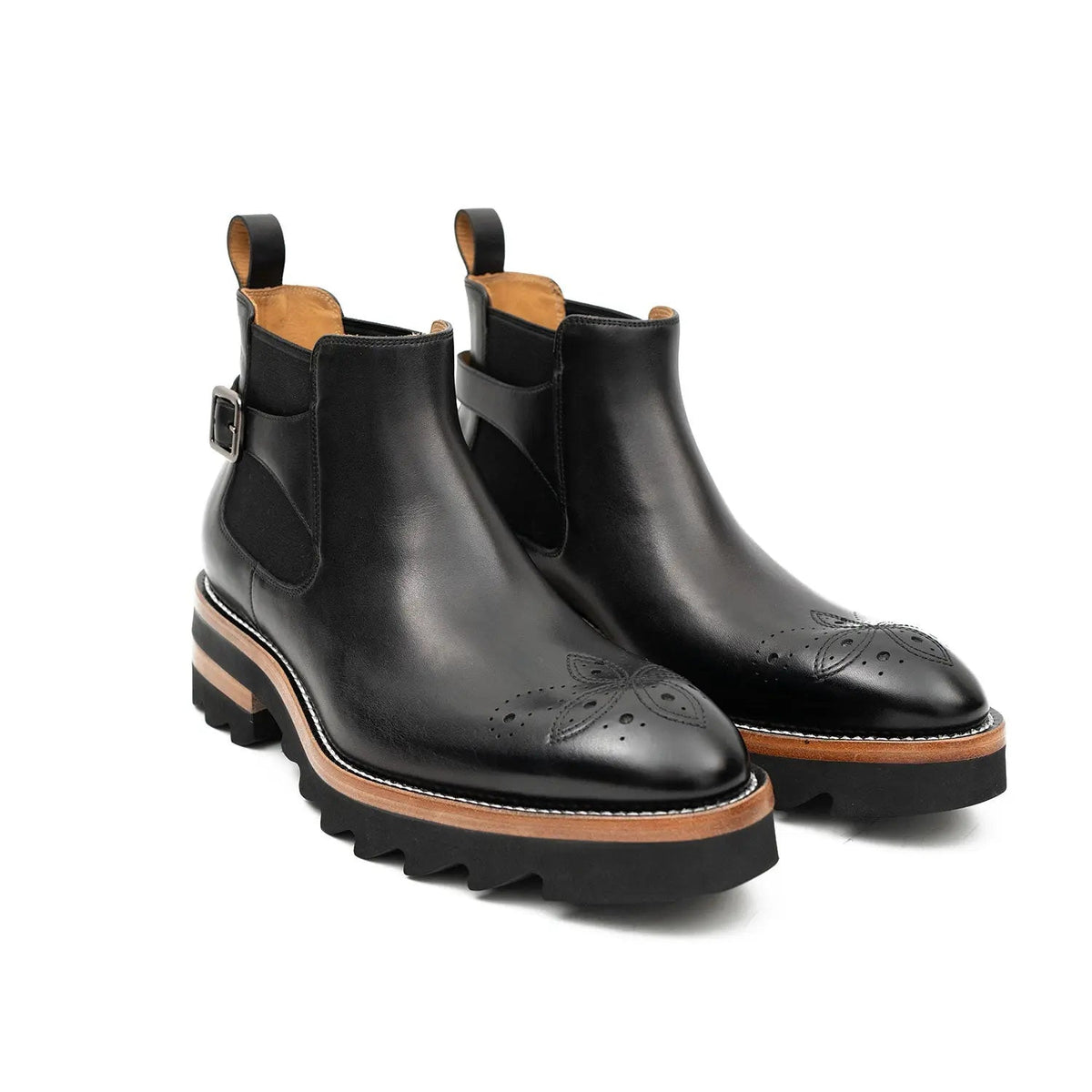 Black Buckled Chelsea Boots