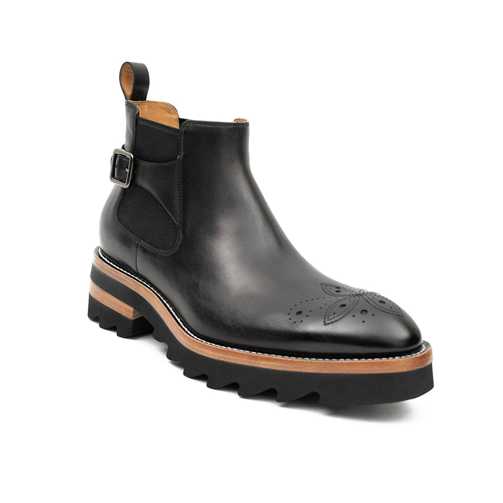 Black Buckled Chelsea Boots
