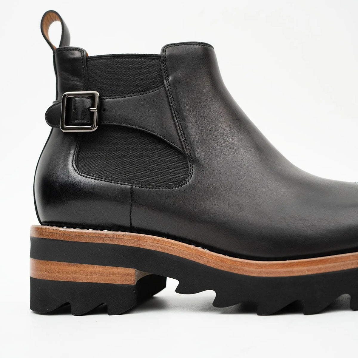 Black Buckled Chelsea Boots