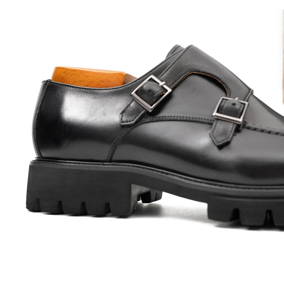 Black Lug Sole Monk Derby