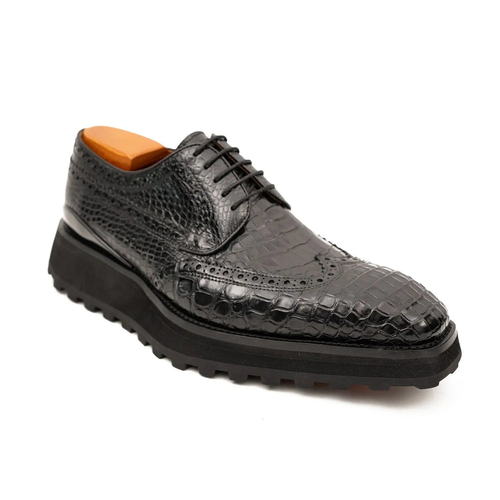 Black Croc Lug Derby