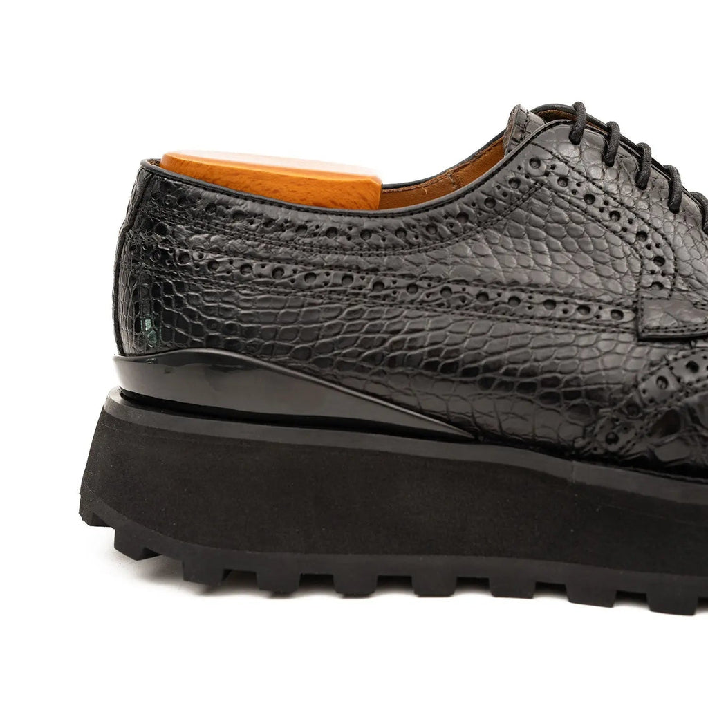 Black Croc Lug Derby
