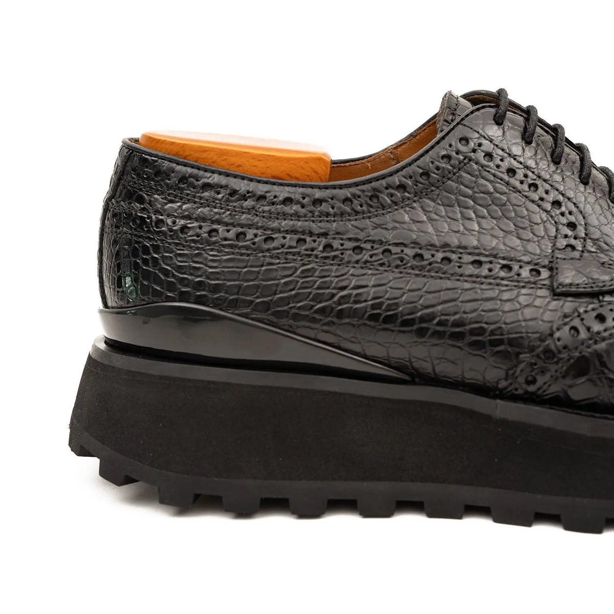 Black Croc Lug Derby