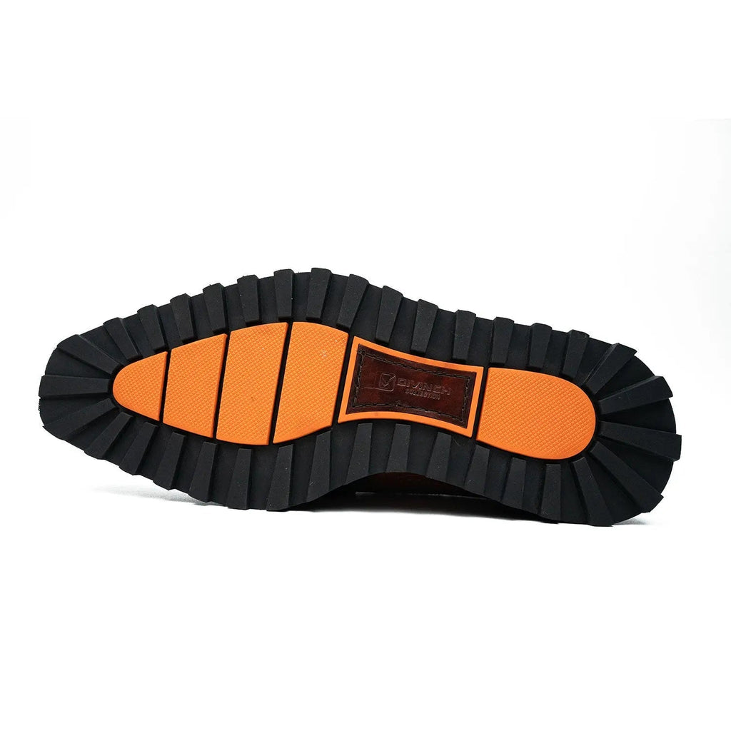 Tri-Tone Crocodile Wingtip Lug Derby