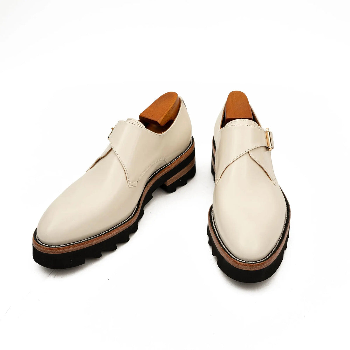 Ivory Monk Shoes with Lug Sole