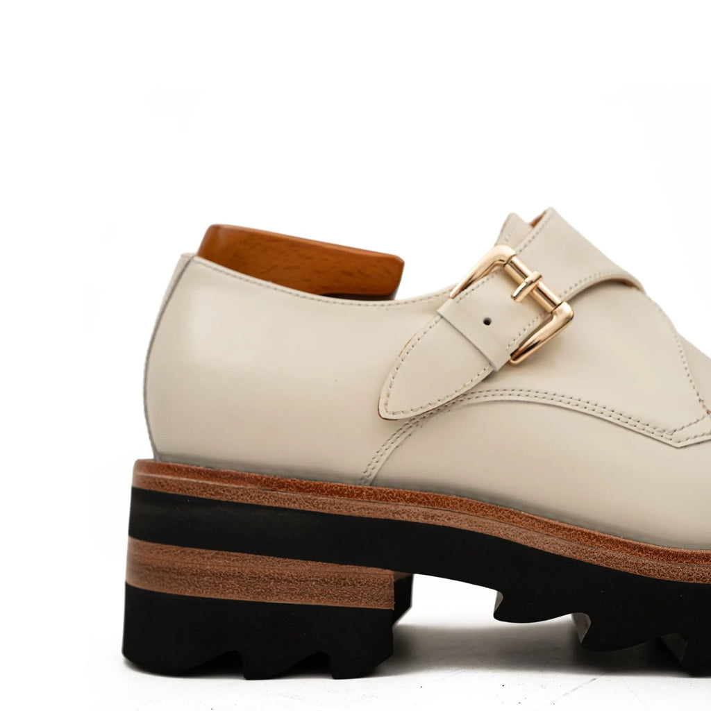 Ivory Monk Shoes with Lug Sole