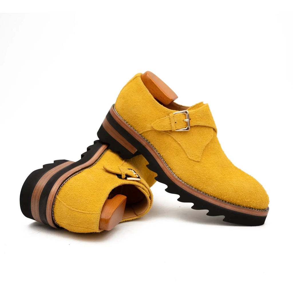 Mustard Suede Monk Shoes