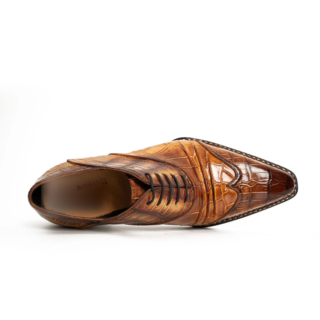 Cognac Crocodile Oxford Dress Shoe
