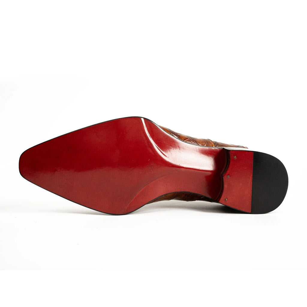 Cognac Crocodile Oxford Dress Shoe