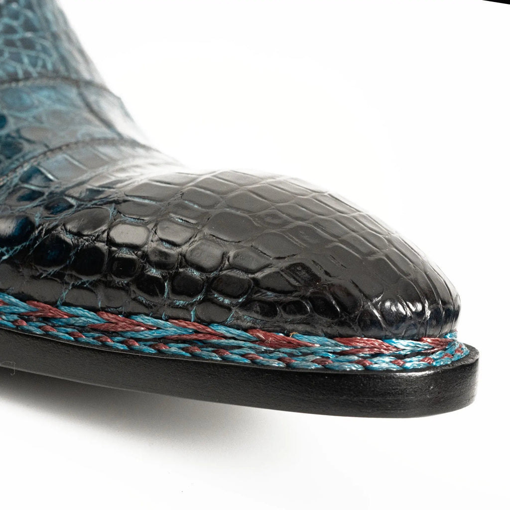 Teal Crocodile Chelsea Boot
