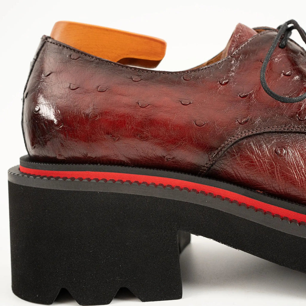 Burgundy Ostrich Lug Derby