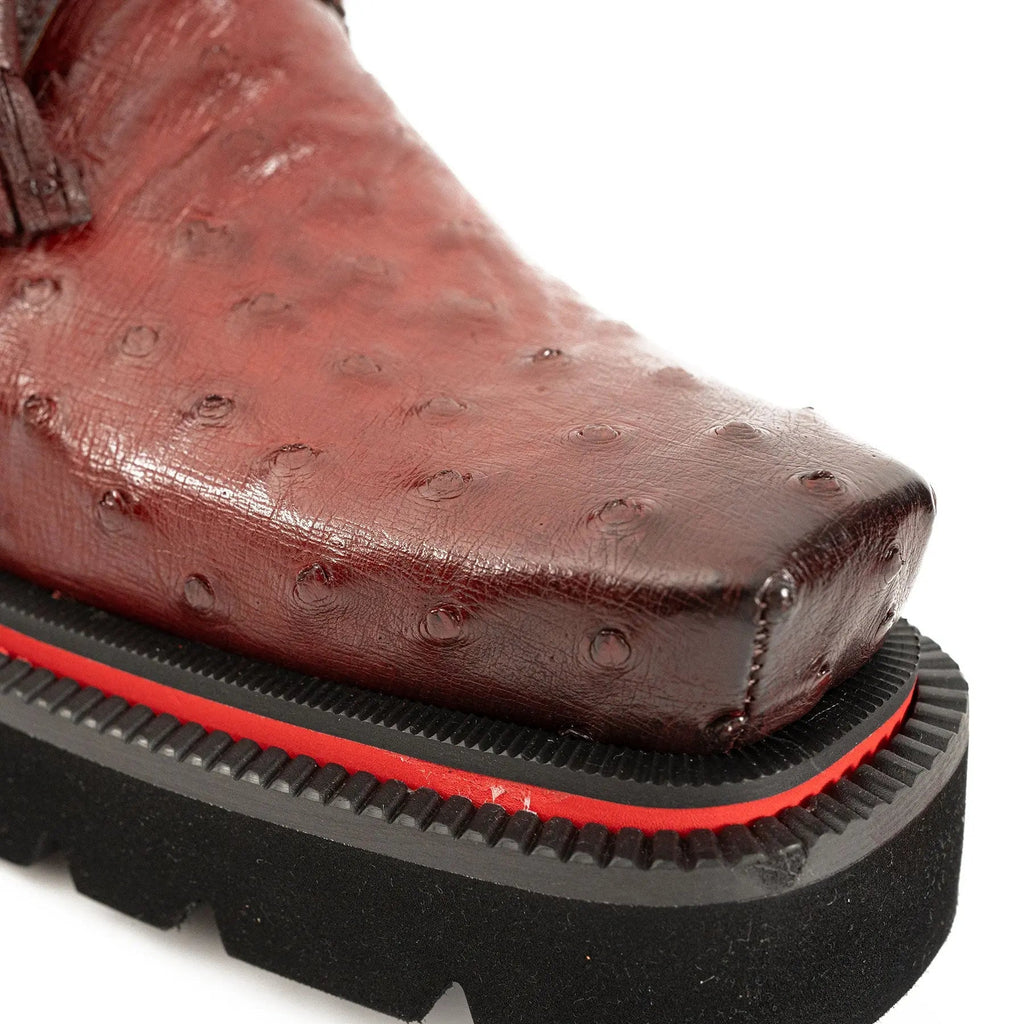 Burgundy Ostrich Lug Derby
