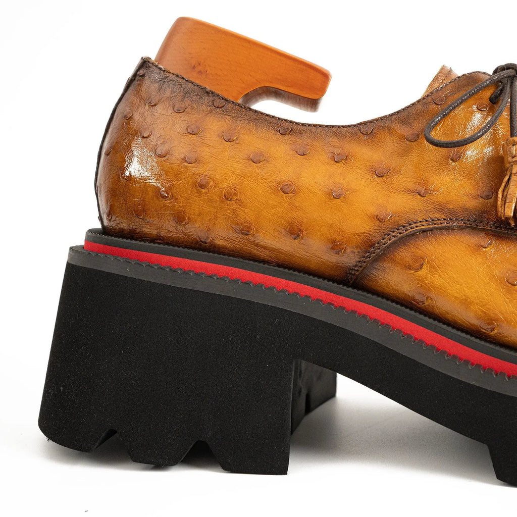Amber Ostrich Derby with Elevated Sole