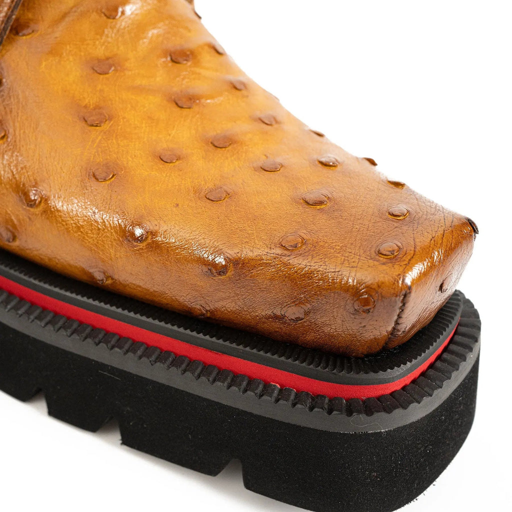 Amber Ostrich Derby with Elevated Sole
