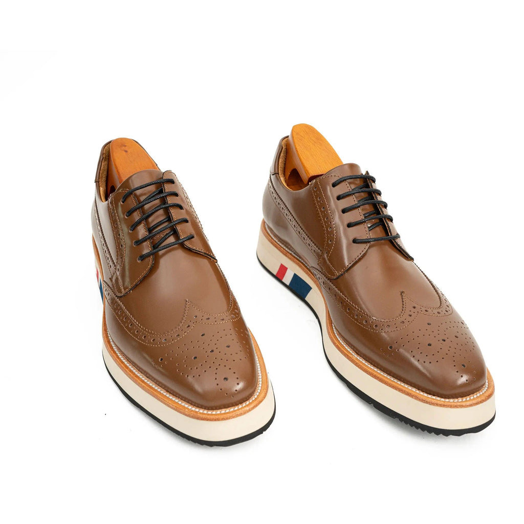 Brown Derby Shoes with Contrast Platform Sole