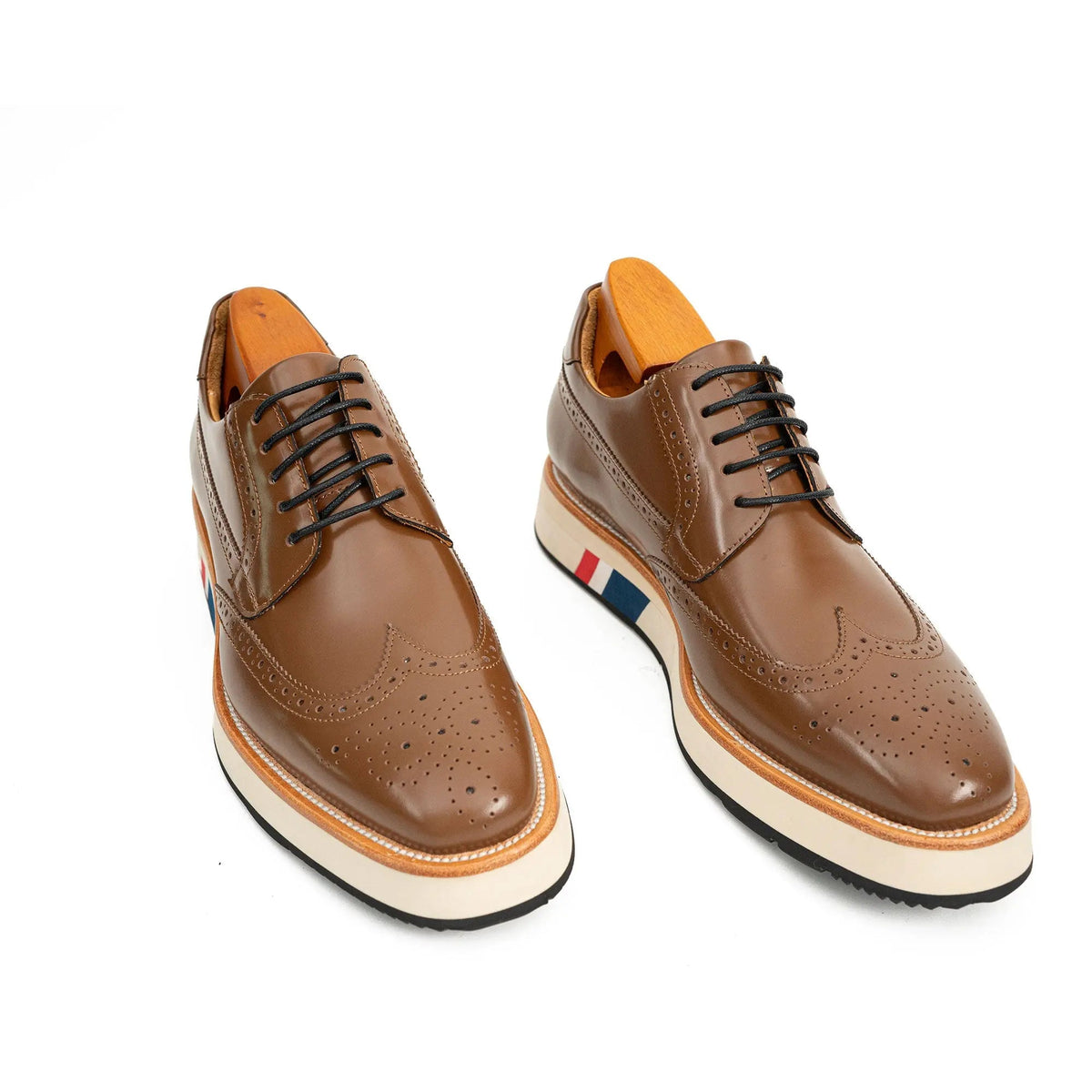 Brown Derby Shoes with Contrast Platform Sole