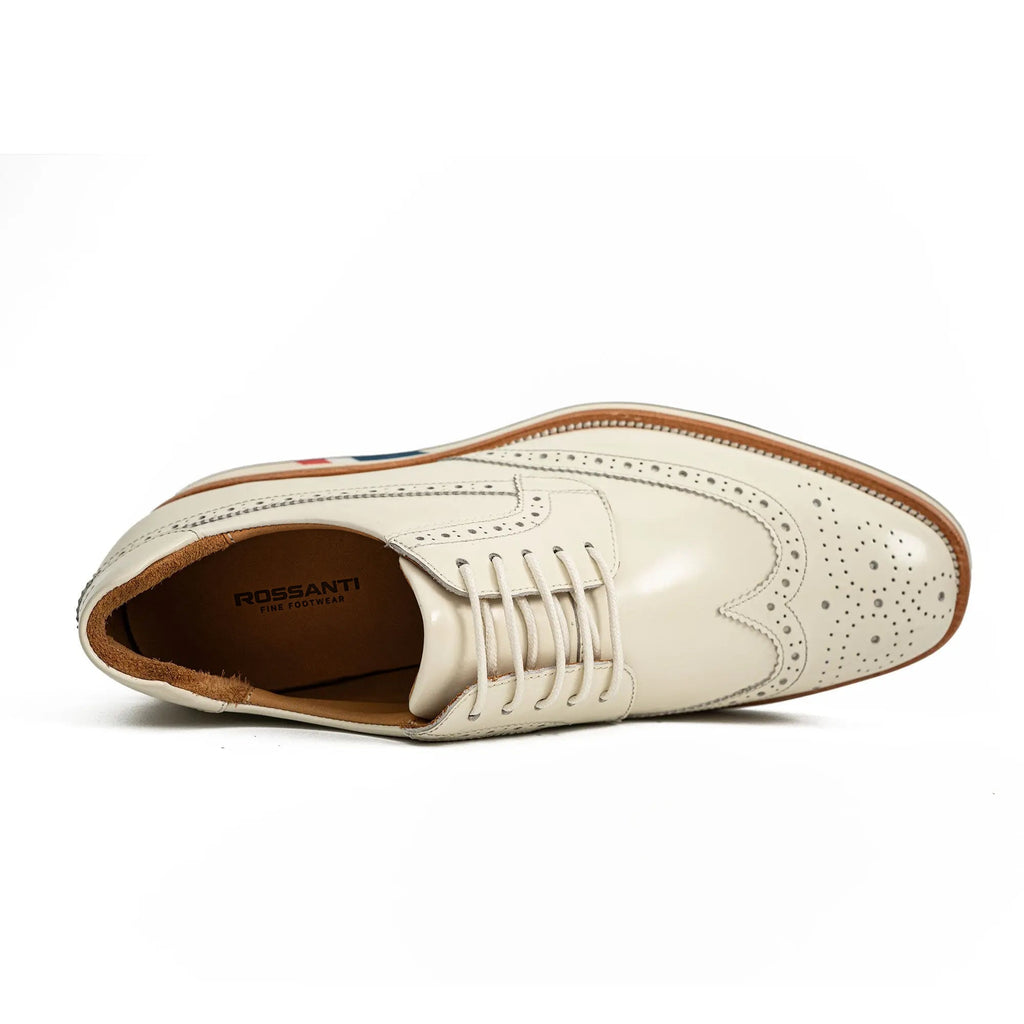 Ivory Brogue Derby with Contrast Sole