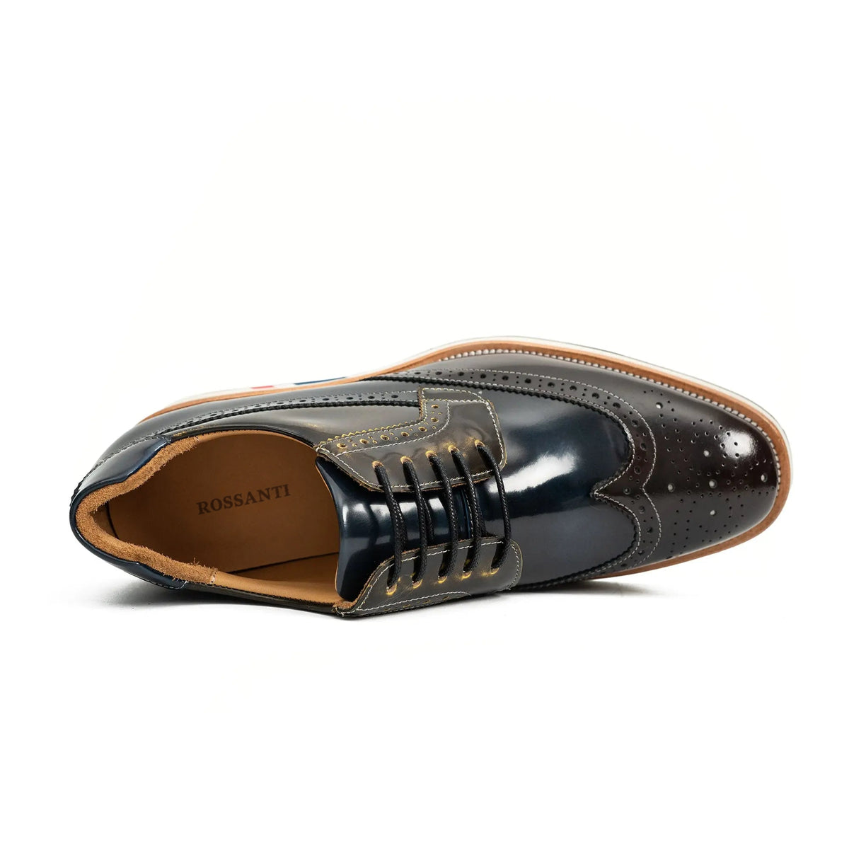 Navy Brogue Derby with Contrast Sole