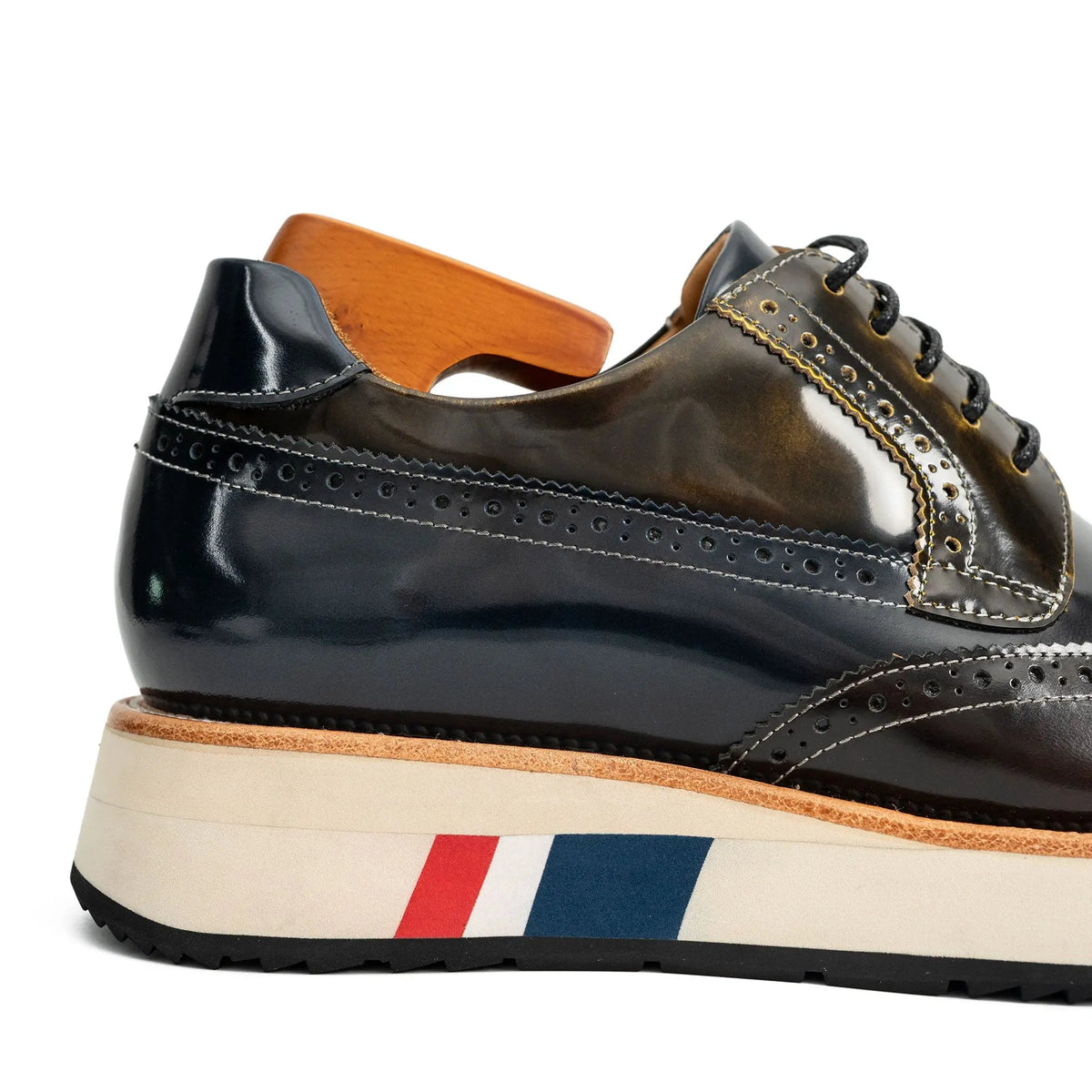 Navy Brogue Derby with Contrast Sole