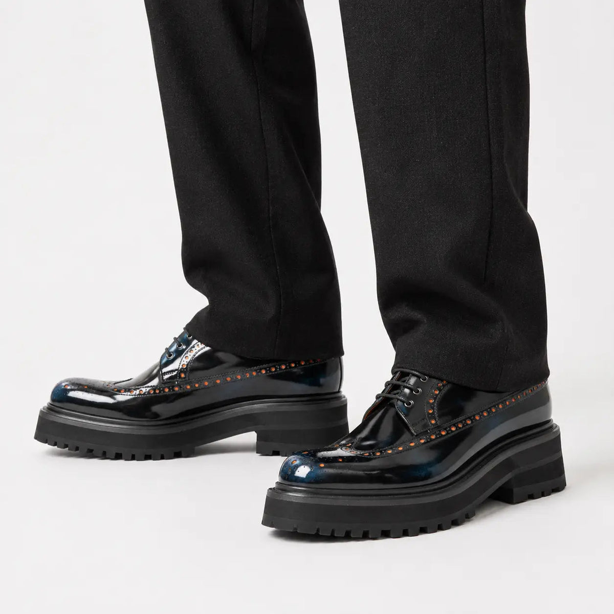 Midnight Blue Lug Wingtip Derby