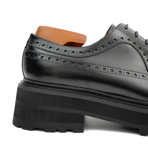 Black Wingtip Derby with Lug Sole