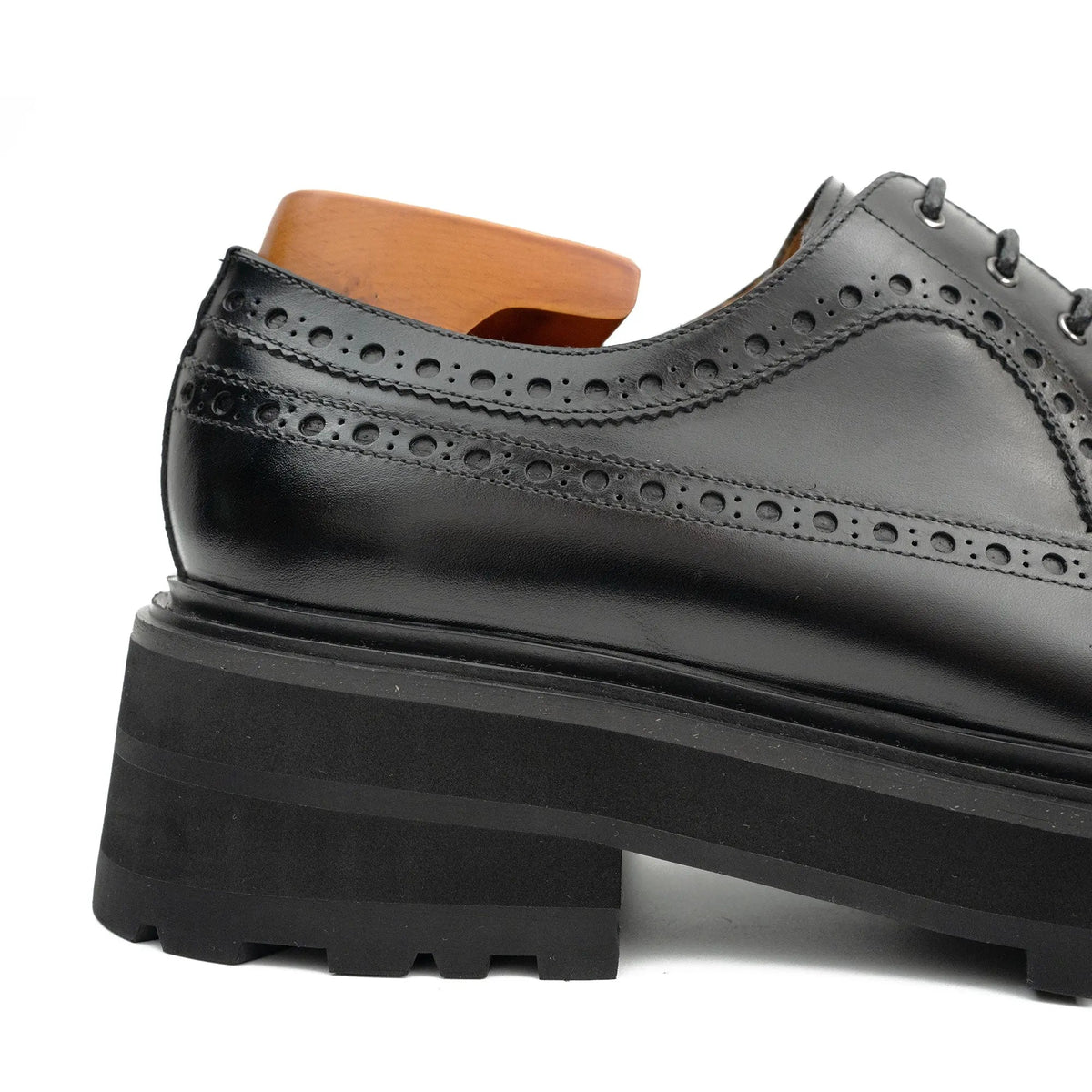 Black Wingtip Derby with Lug Sole
