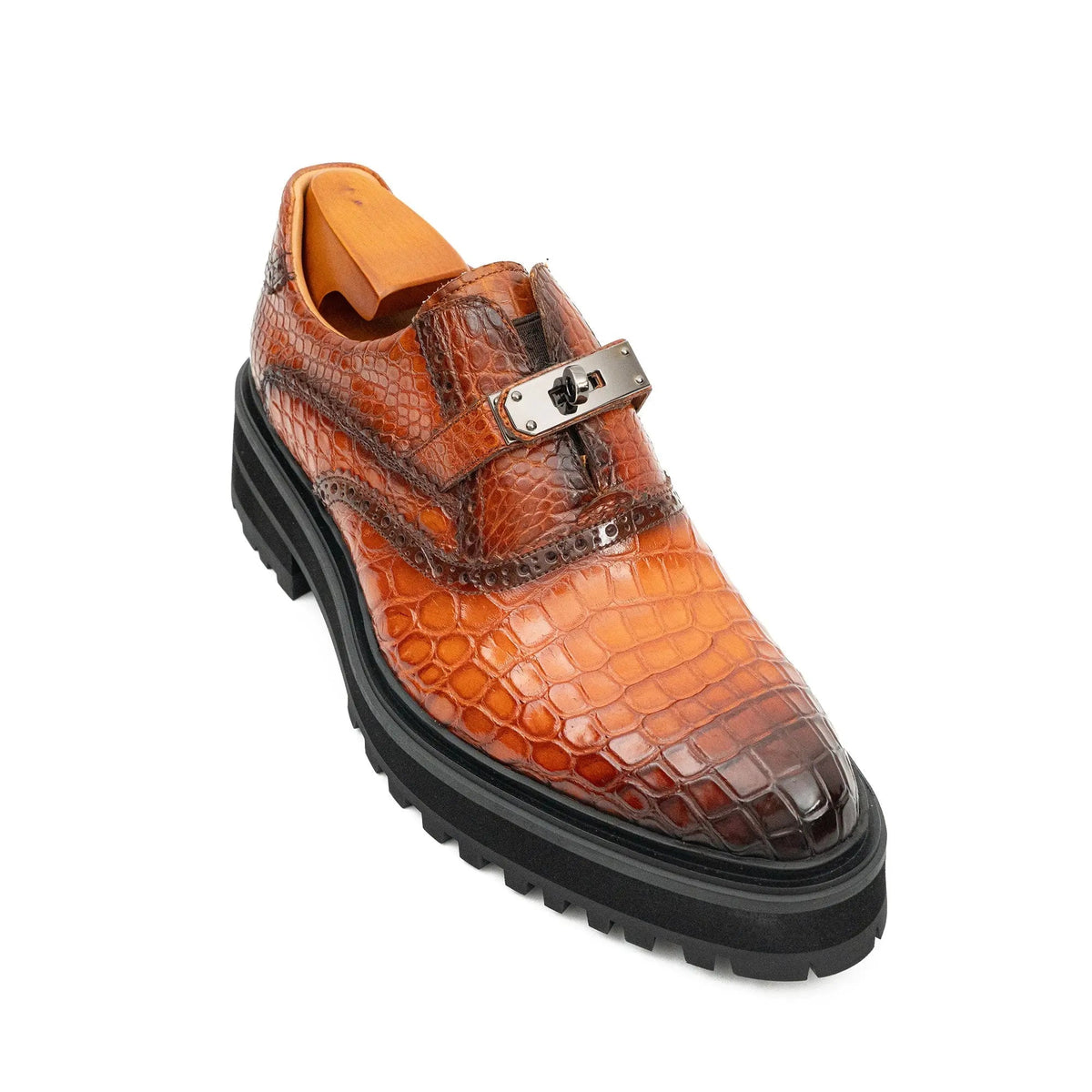 Cognac Crocodile Strap Lug Loafer