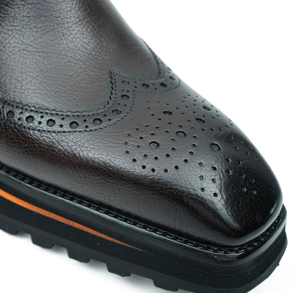Dark Monk Strap Brogue Lift Shoe