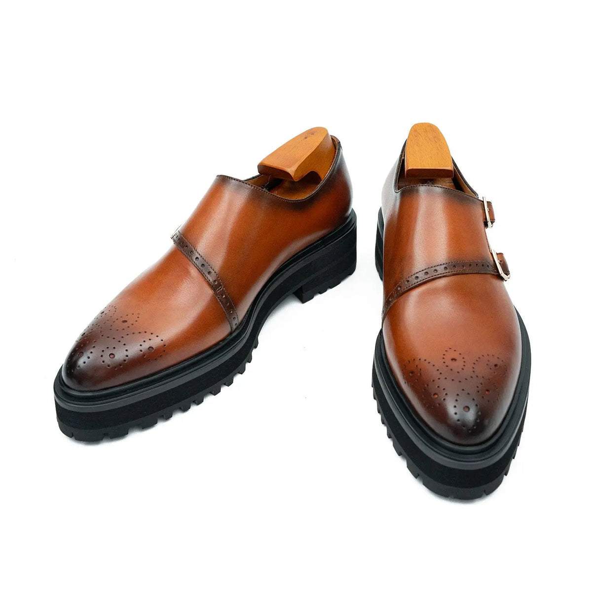 Cognac Double Monk Lug Shoe