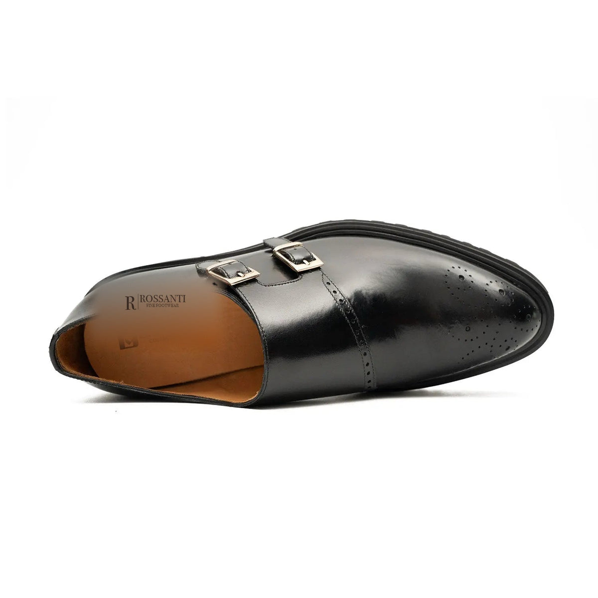 Black Double Monk Strap Lift Shoe