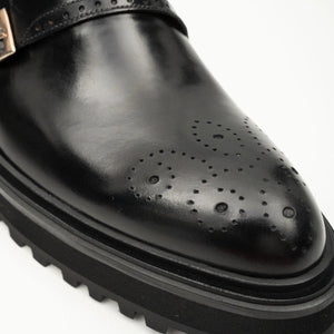 Black Double Monk Strap Lift Shoe