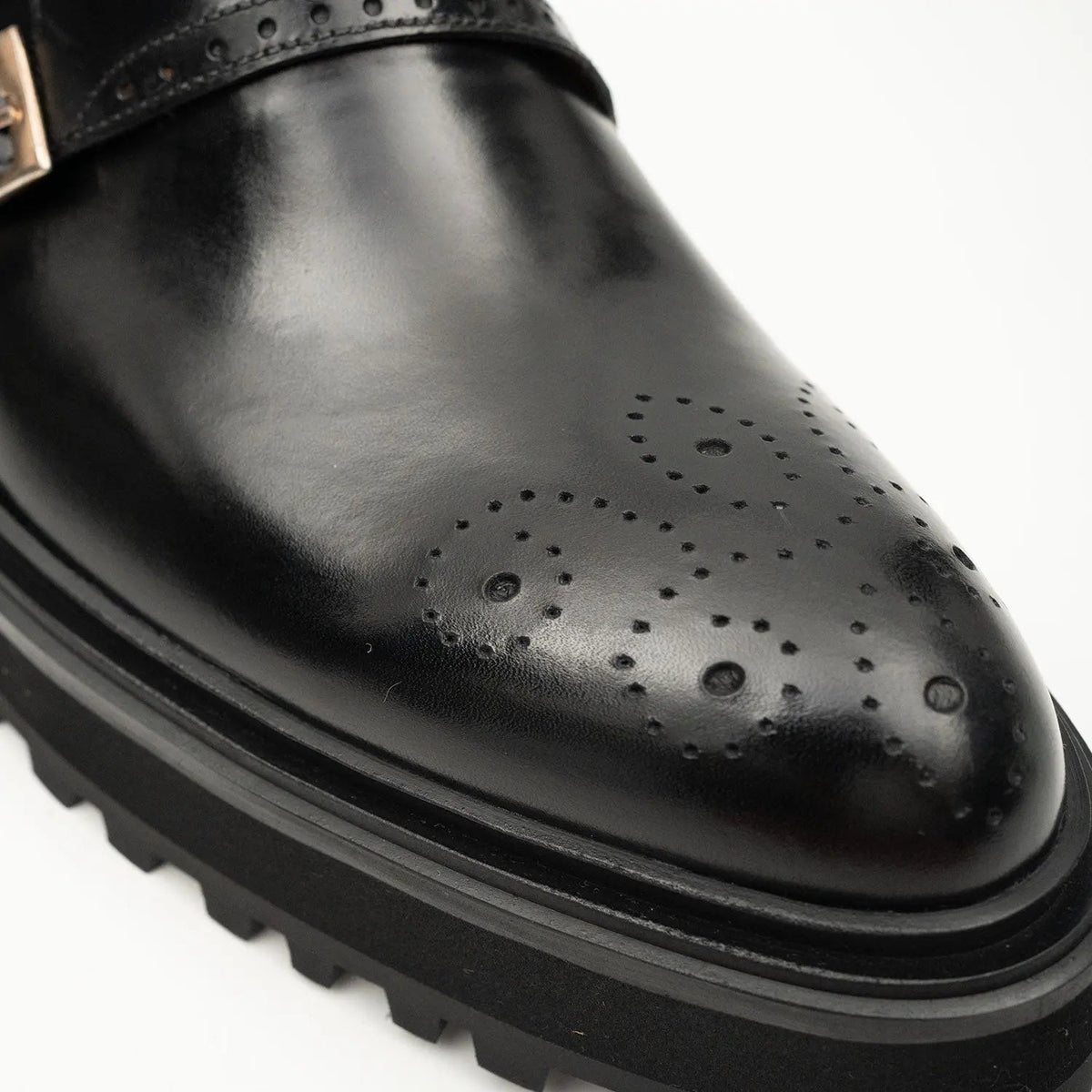 Black Double Monk Strap Lift Shoe