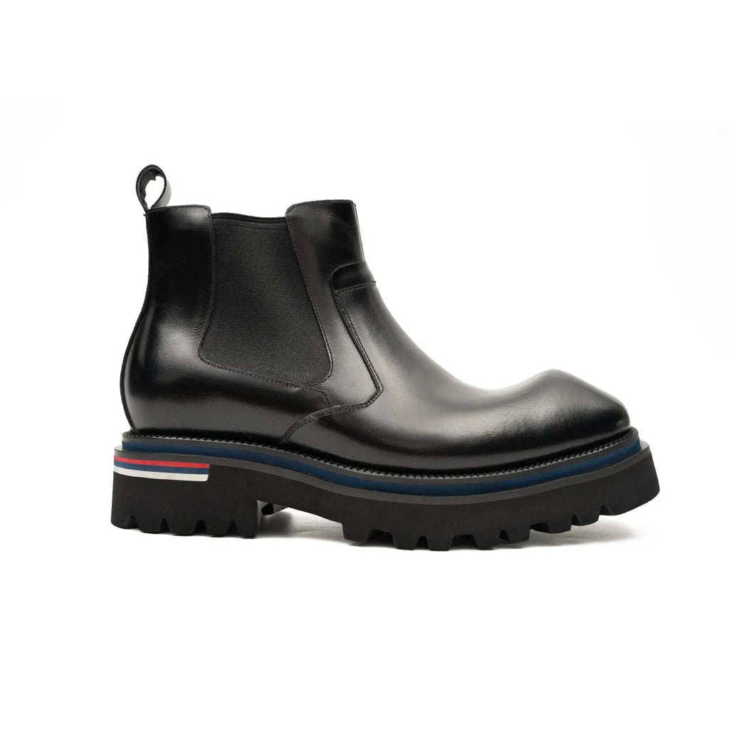 Black Calf Chelsea Boots with Lug Sole