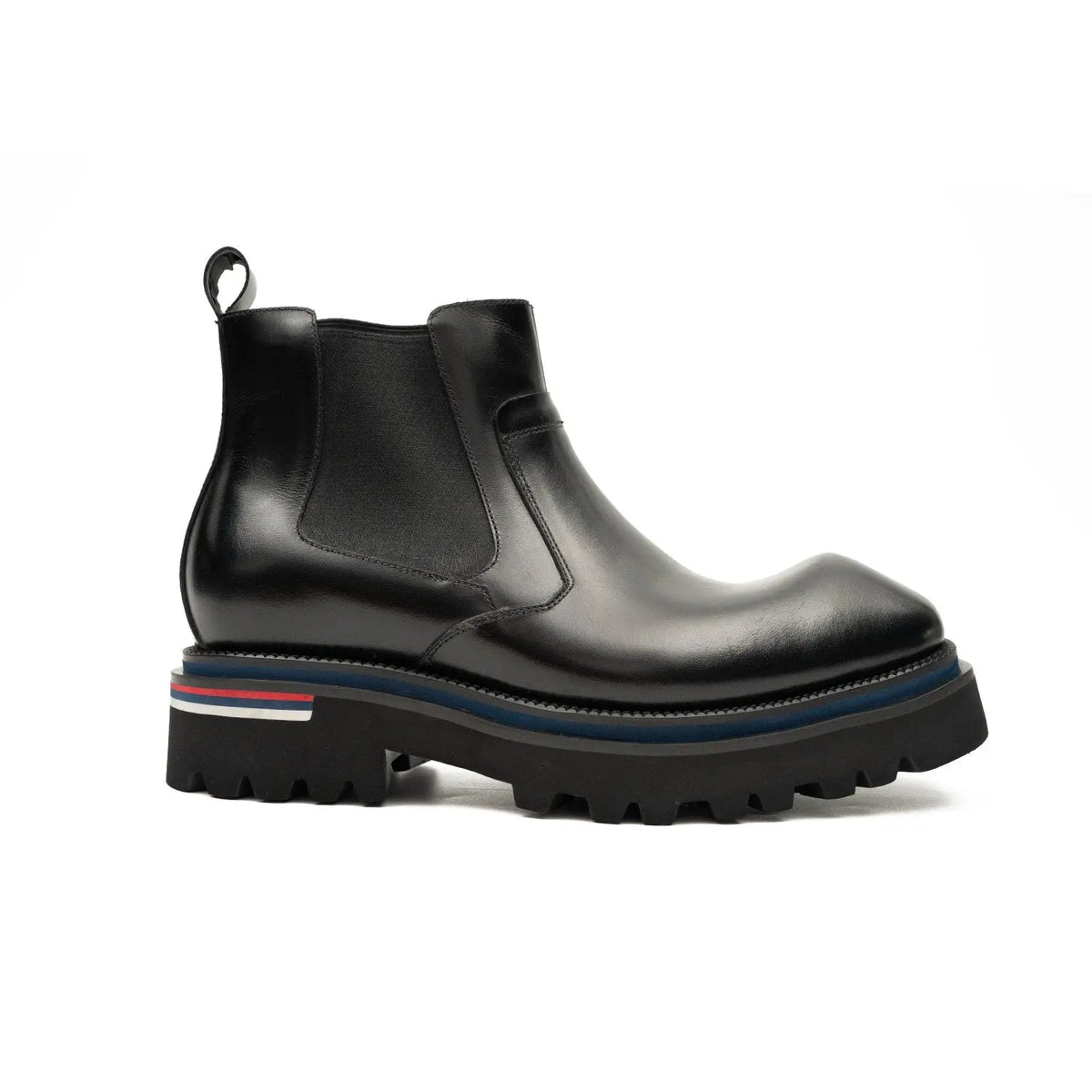 Black Calf Chelsea Boots with Lug Sole