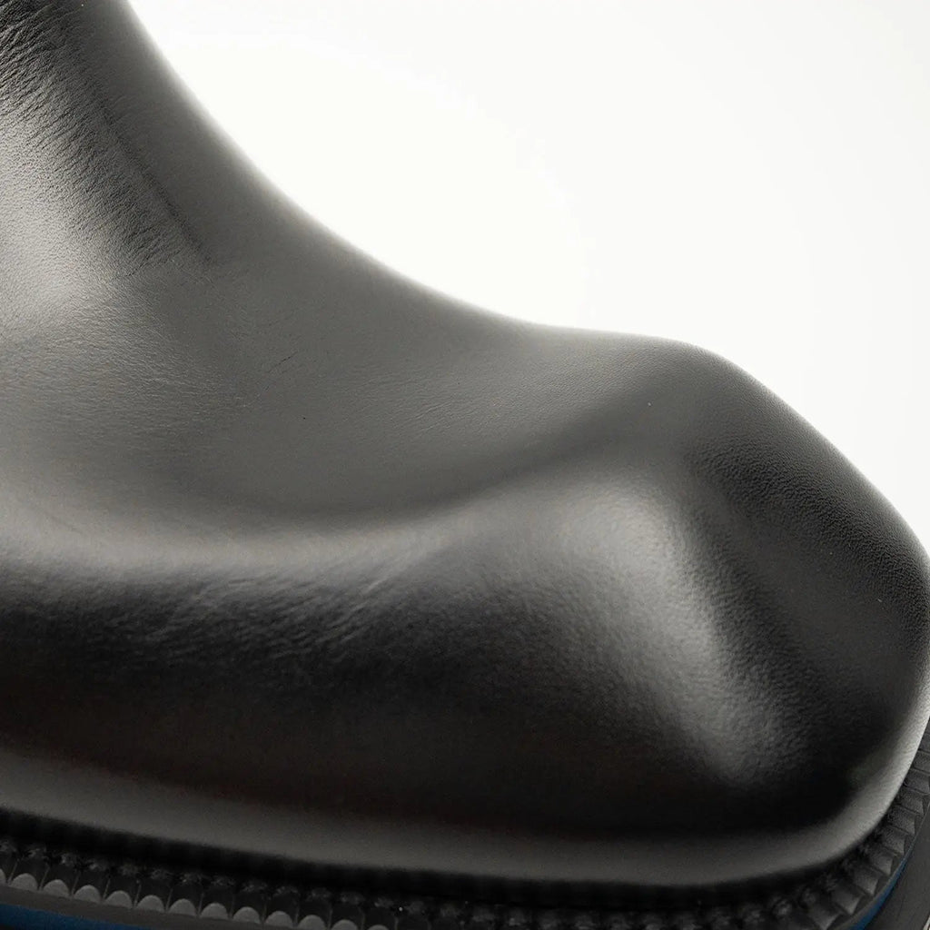 Black Calf Chelsea Boots with Lug Sole