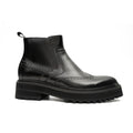 Black Brogued Chelsea Boots with Lug Sole